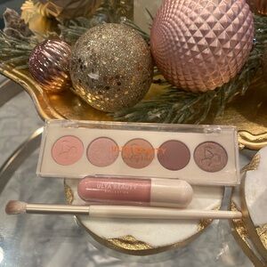 Ulta Beauty Eyeshadow Palette pink and brown Hues New with lip product and brush
